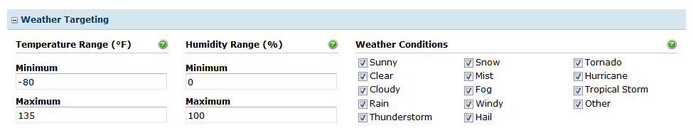 Weather Targeting Options