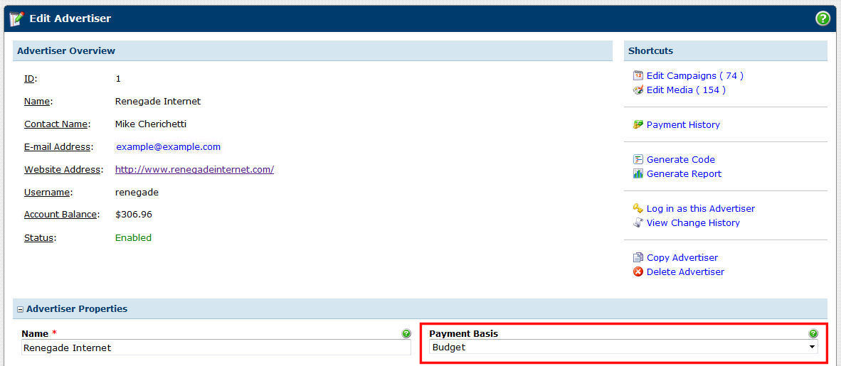 Advertiser Payment Basis