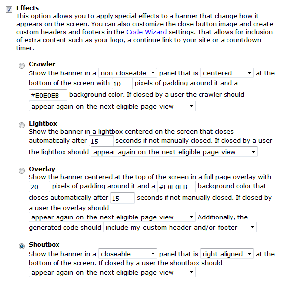 Code Wizard Shoutbox Effect Options