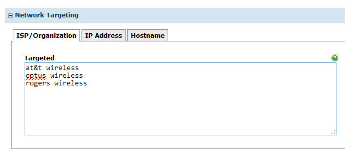 ISP/Organization Targeting Options