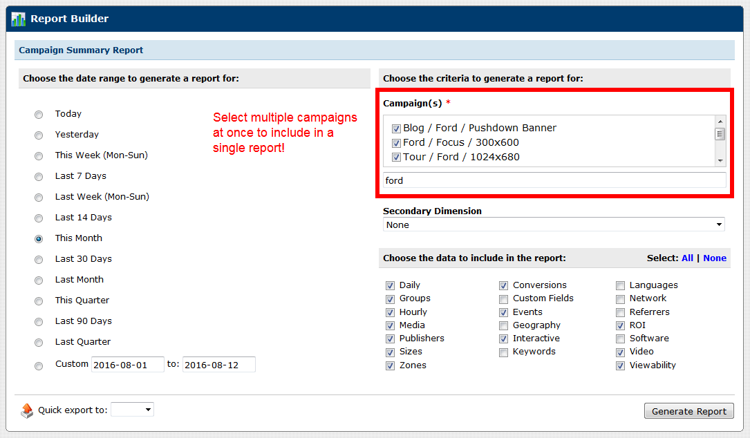 Mass Report Generation