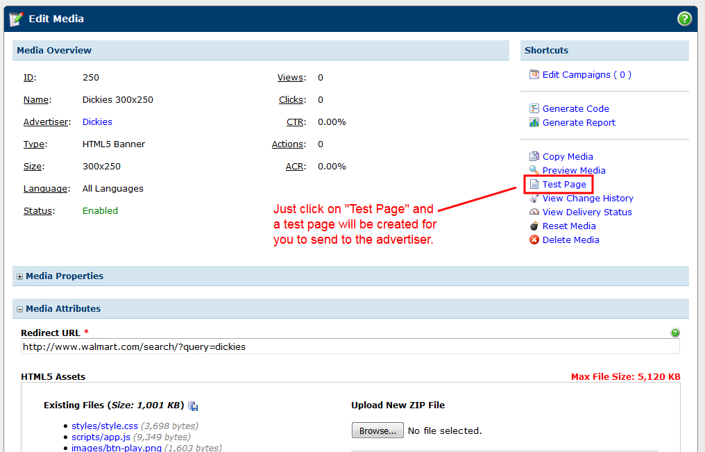 Automatic Test Pages