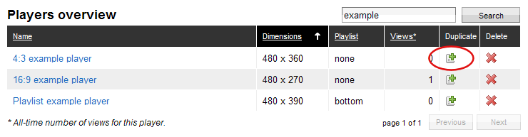 Duplicating the example player